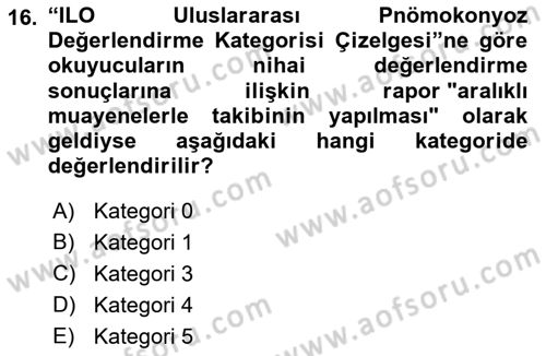 İş Hijyeni ve Ergonomi Dersi 2022 - 2023 Yılı (Vize) Ara Sınav Soruları 16. Soru
