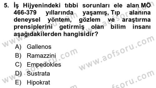 İş Hijyeni ve Ergonomi Dersi 2022 - 2023 Yılı (Vize) Ara Sınavı 5. Soru