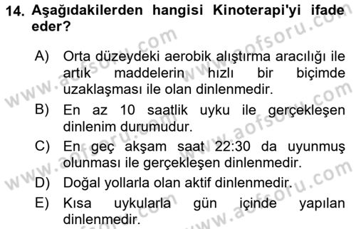 İş Hijyeni ve Ergonomi Dersi 2022 - 2023 Yılı (Final) Dönem Sonu Sınav Soruları 14. Soru