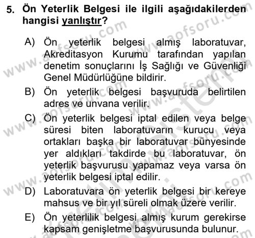İş Hijyeni ve Ergonomi Dersi 2022 - 2023 Yılı (Final) Dönem Sonu Sınav Soruları 5. Soru