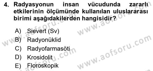 İş Hijyeni ve Ergonomi Dersi 2022 - 2023 Yılı Yaz Okulu Sınav Soruları 4. Soru