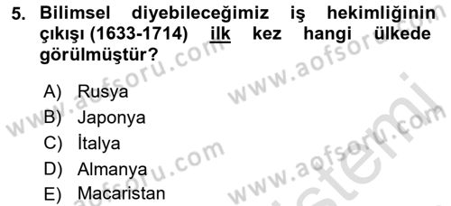 İş Hijyeni ve Ergonomi Dersi 2023 - 2024 Yılı (Vize) Ara Sınav Soruları 5. Soru