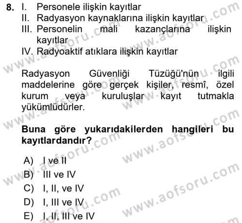 İş Hijyeni ve Ergonomi Dersi 2024 - 2025 Yılı (Vize) Ara Sınav Soruları 8. Soru