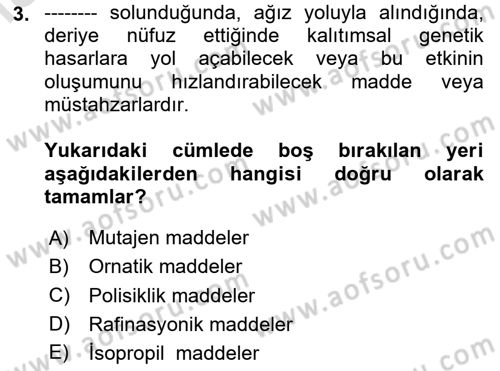 İş Hijyeni ve Ergonomi Dersi 2024 - 2025 Yılı (Final) Dönem Sonu Sınav Soruları 3. Soru