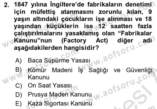 İş Hijyeni ve Ergonomi Dersi 2024 - 2025 Yılı Yaz Okulu Sınav Soruları 2. Soru