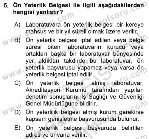 İş Hijyeni ve Ergonomi Dersi 2024 - 2025 Yılı Yaz Okulu Sınav Soruları 5. Soru
