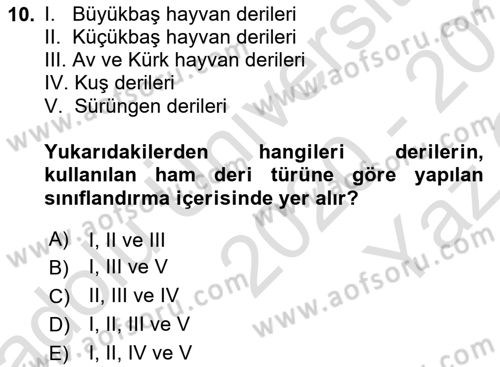 Sektörel İş Sağlığı ve Güvenliği Dersi 2020 - 2021 Yılı Yaz Okulu Sınav Soruları 10. Soru