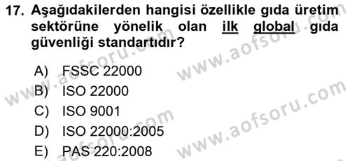 Sektörel İş Sağlığı ve Güvenliği Dersi 2021 - 2022 Yılı (Vize) Ara Sınav Soruları 17. Soru