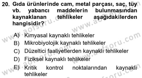 Sektörel İş Sağlığı ve Güvenliği Dersi 2021 - 2022 Yılı (Vize) Ara Sınav Soruları 20. Soru