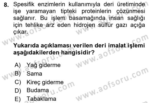 Sektörel İş Sağlığı ve Güvenliği Dersi 2021 - 2022 Yılı (Vize) Ara Sınav Soruları 8. Soru