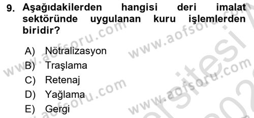 Sektörel İş Sağlığı ve Güvenliği Dersi 2021 - 2022 Yılı (Vize) Ara Sınav Soruları 9. Soru