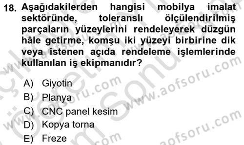 Sektörel İş Sağlığı ve Güvenliği Dersi 2021 - 2022 Yılı (Final) Dönem Sonu Sınav Soruları 18. Soru