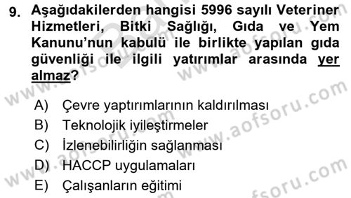 Sektörel İş Sağlığı ve Güvenliği Dersi 2021 - 2022 Yılı (Final) Dönem Sonu Sınav Soruları 9. Soru