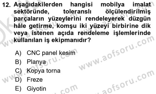 Sektörel İş Sağlığı ve Güvenliği Dersi 2022 - 2023 Yılı Yaz Okulu Sınav Soruları 12. Soru