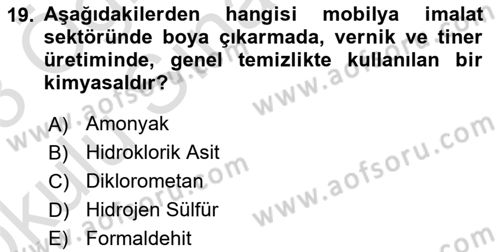 Sektörel İş Sağlığı ve Güvenliği Dersi 2022 - 2023 Yılı Yaz Okulu Sınav Soruları 19. Soru