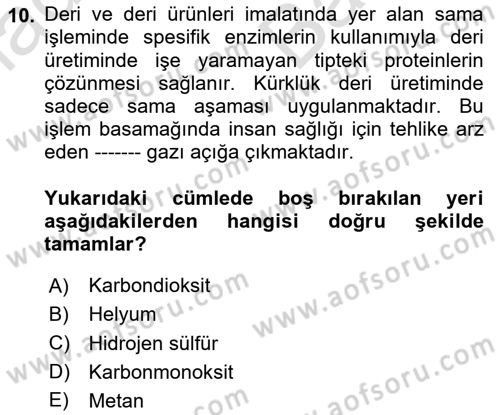Sektörel İş Sağlığı ve Güvenliği Dersi 2023 - 2024 Yılı (Vize) Ara Sınav Soruları 10. Soru