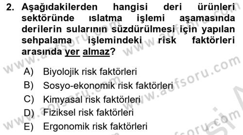 Sektörel İş Sağlığı ve Güvenliği Dersi 2023 - 2024 Yılı (Final) Dönem Sonu Sınav Soruları 2. Soru