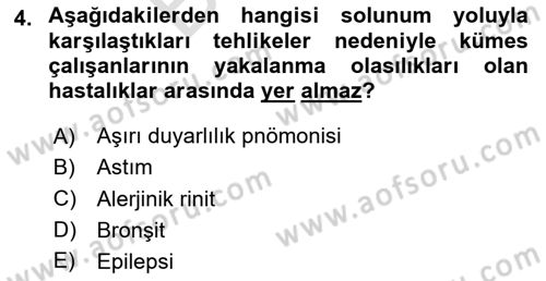 Sektörel İş Sağlığı ve Güvenliği Dersi 2023 - 2024 Yılı (Final) Dönem Sonu Sınav Soruları 4. Soru
