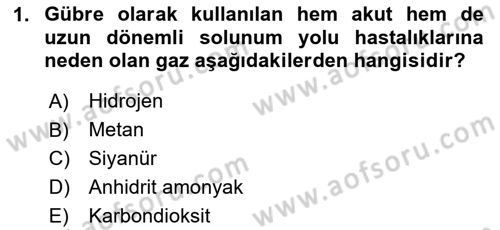 Sektörel İş Sağlığı ve Güvenliği Dersi 2023 - 2024 Yılı Yaz Okulu Sınav Soruları 1. Soru