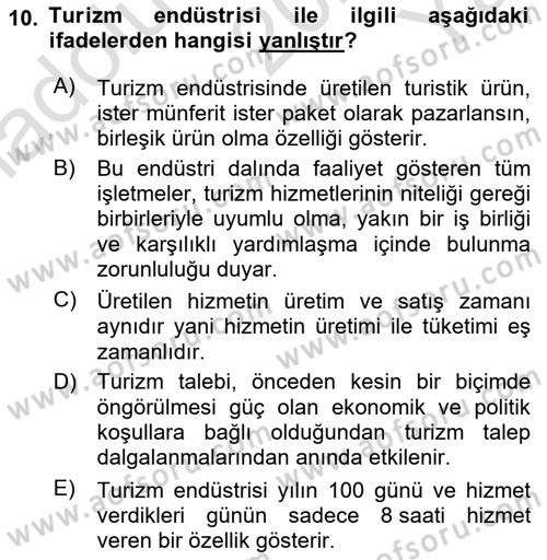 Sektörel İş Sağlığı ve Güvenliği Dersi 2023 - 2024 Yılı Yaz Okulu Sınav Soruları 10. Soru