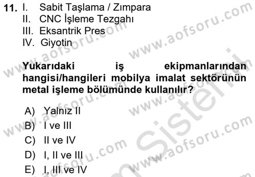 Sektörel İş Sağlığı ve Güvenliği Dersi 2023 - 2024 Yılı Yaz Okulu Sınav Soruları 11. Soru