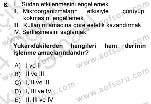 Sektörel İş Sağlığı ve Güvenliği Dersi 2023 - 2024 Yılı Yaz Okulu Sınav Soruları 6. Soru