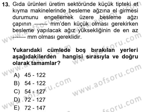 Sektörel İş Sağlığı ve Güvenliği Dersi 2024 - 2025 Yılı (Vize) Ara Sınav Soruları 13. Soru
