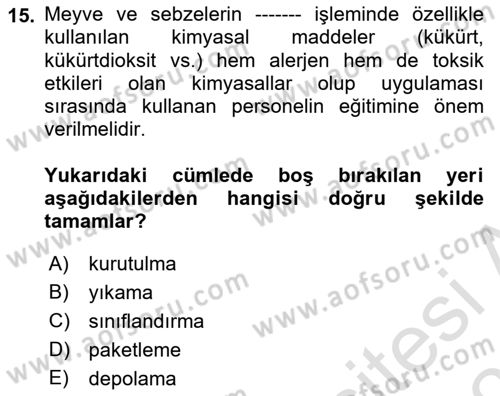 Sektörel İş Sağlığı ve Güvenliği Dersi 2024 - 2025 Yılı (Vize) Ara Sınav Soruları 15. Soru