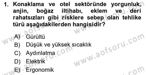 Sektörel İş Sağlığı ve Güvenliği Dersi 2024 - 2025 Yılı (Final) Dönem Sonu Sınav Soruları 1. Soru