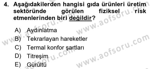 Sektörel İş Sağlığı ve Güvenliği Dersi 2024 - 2025 Yılı (Final) Dönem Sonu Sınav Soruları 4. Soru