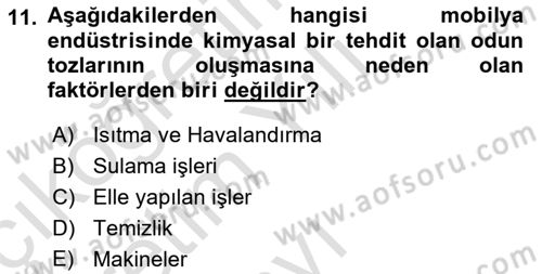Sektörel İş Sağlığı ve Güvenliği Dersi 2024 - 2025 Yılı Yaz Okulu Sınav Soruları 11. Soru