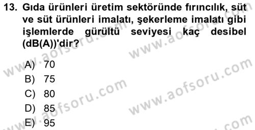 Sektörel İş Sağlığı ve Güvenliği Dersi 2025 - 2026 Yılı (Vize) Ara Sınav Soruları 13. Soru