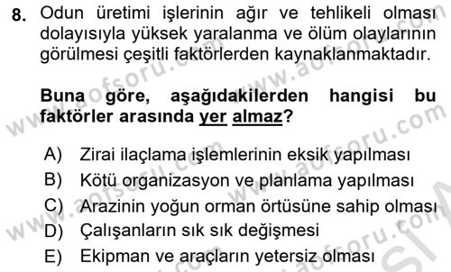 Sektörel İş Sağlığı ve Güvenliği Dersi 2025 - 2026 Yılı (Vize) Ara Sınav Soruları 8. Soru