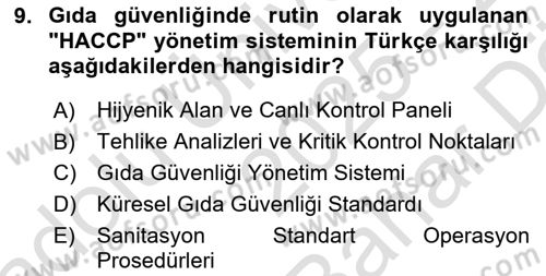 Sektörel İş Sağlığı ve Güvenliği Dersi 2025 - 2026 Yılı (Vize) Ara Sınav Soruları 9. Soru