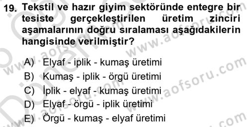 Sektörel İş Sağlığı ve Güvenliği Dersi 2025 - 2026 Yılı (Final) Dönem Sonu Sınav Soruları 19. Soru