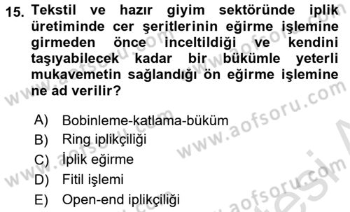 Sektörel İş Sağlığı ve Güvenliği Dersi 2025 - 2026 Yılı Yaz Okulu Sınav Soruları 15. Soru