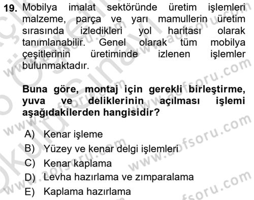 Sektörel İş Sağlığı ve Güvenliği Dersi 2025 - 2026 Yılı Yaz Okulu Sınav Soruları 19. Soru