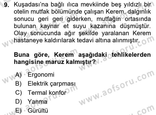 Sektörel İş Sağlığı ve Güvenliği Dersi 2025 - 2026 Yılı Yaz Okulu Sınav Soruları 9. Soru