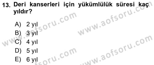 İş Sağlığı ve Güvenliği Donanımları ve Ölçme Teknikleri Dersi 2021 - 2022 Yılı (Final) Dönem Sonu Sınav Soruları 13. Soru