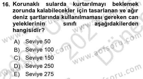 İş Sağlığı ve Güvenliği Donanımları ve Ölçme Teknikleri Dersi 2021 - 2022 Yılı (Final) Dönem Sonu Sınav Soruları 16. Soru