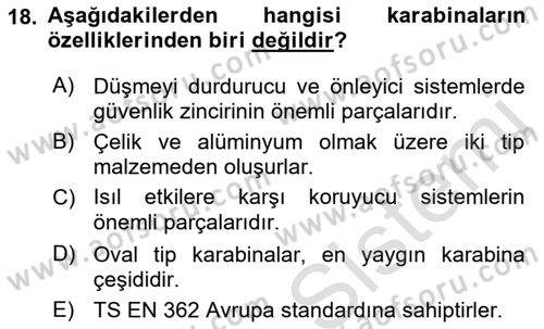 İş Sağlığı ve Güvenliği Donanımları ve Ölçme Teknikleri Dersi 2021 - 2022 Yılı (Final) Dönem Sonu Sınav Soruları 18. Soru