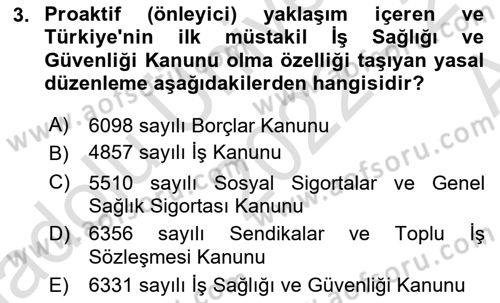 İş Sağlığı ve Güvenliği Donanımları ve Ölçme Teknikleri Dersi Ara Sınavı Deneme Sınav Soruları 3. Soru