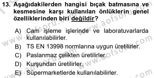 İş Sağlığı ve Güvenliği Donanımları ve Ölçme Teknikleri Dersi 2022 - 2023 Yılı (Final) Dönem Sonu Sınav Soruları 13. Soru