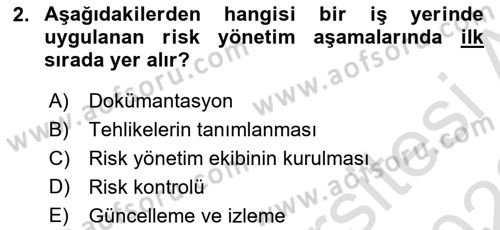 İş Sağlığı ve Güvenliği Donanımları ve Ölçme Teknikleri Dersi 2022 - 2023 Yılı (Final) Dönem Sonu Sınav Soruları 2. Soru