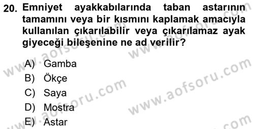 İş Sağlığı ve Güvenliği Donanımları ve Ölçme Teknikleri Dersi 2022 - 2023 Yılı (Final) Dönem Sonu Sınav Soruları 20. Soru