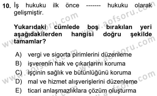 İş Sağlığı ve Güvenliği Donanımları ve Ölçme Teknikleri Dersi Ara Sınavı Deneme Sınav Soruları 10. Soru