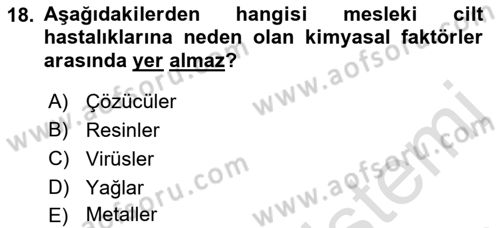 İş Sağlığı ve Güvenliği Donanımları ve Ölçme Teknikleri Dersi 2023 - 2024 Yılı (Final) Dönem Sonu Sınav Soruları 18. Soru