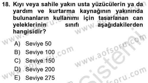 İş Sağlığı ve Güvenliği Donanımları ve Ölçme Teknikleri Dersi 2023 - 2024 Yılı Yaz Okulu Sınav Soruları 18. Soru