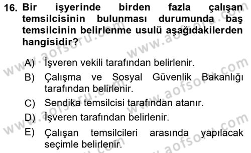 İş Sağlığı ve Güvenliği Donanımları ve Ölçme Teknikleri Dersi Ara Sınavı Deneme Sınav Soruları 16. Soru