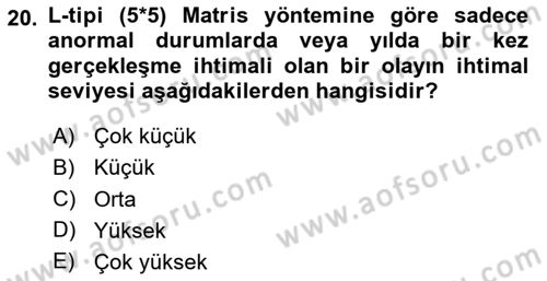 İş Sağlığı ve Güvenliği Donanımları ve Ölçme Teknikleri Dersi 2024 - 2025 Yılı (Vize) Ara Sınav Soruları 20. Soru